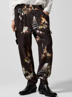 Still life print linen pant