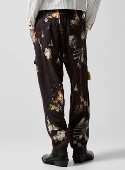 Still life print linen pant