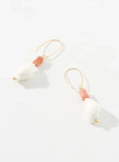 Stone and seashell long earrings