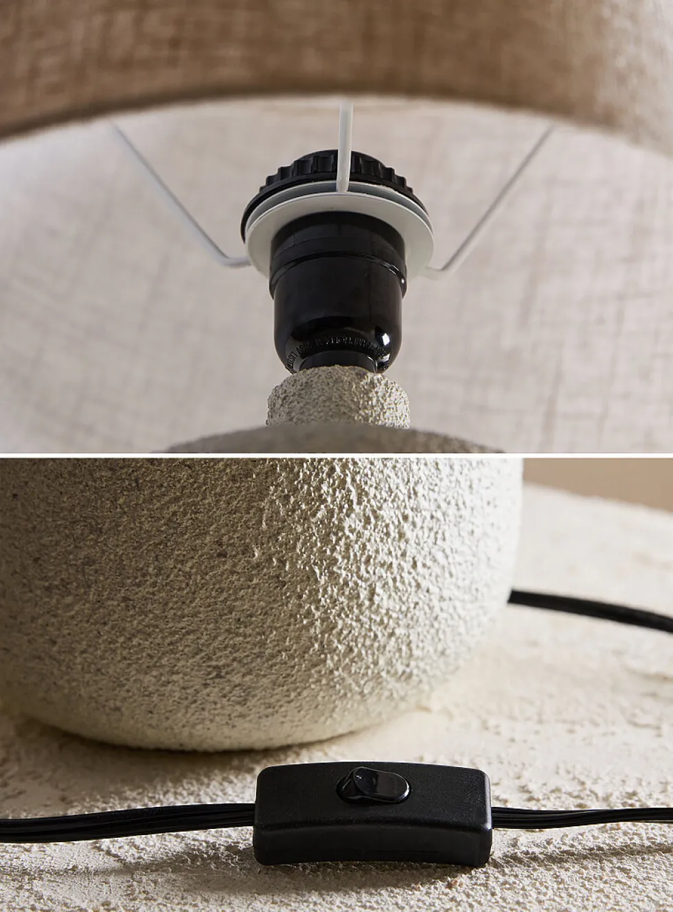 Stoneware table lamp and pure linen lampshade