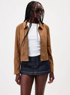 Straight faux-suede jacket