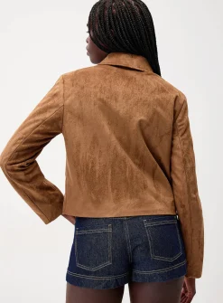 Straight faux-suede jacket