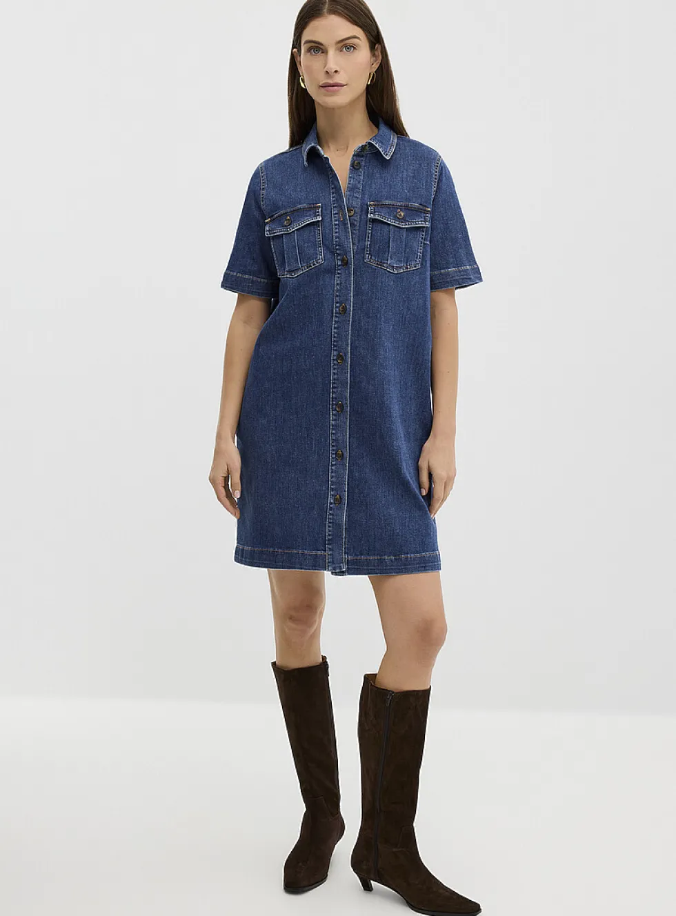 Straight-fit denim shirtdress