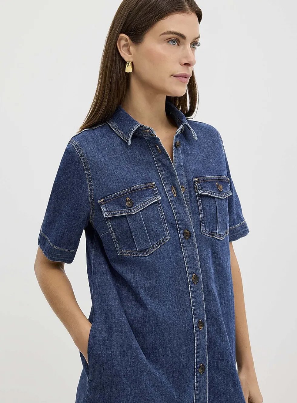 Straight-fit denim shirtdress