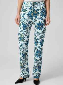 Straight-leg floral jean