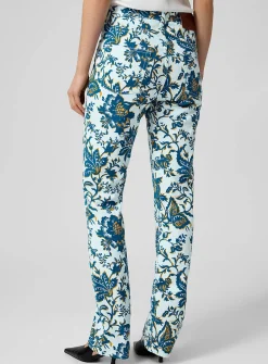 Straight-leg floral jean
