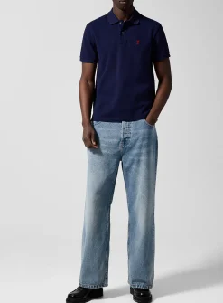 Straight-leg washed jean