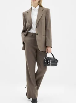 Straight-leg wool blend pant