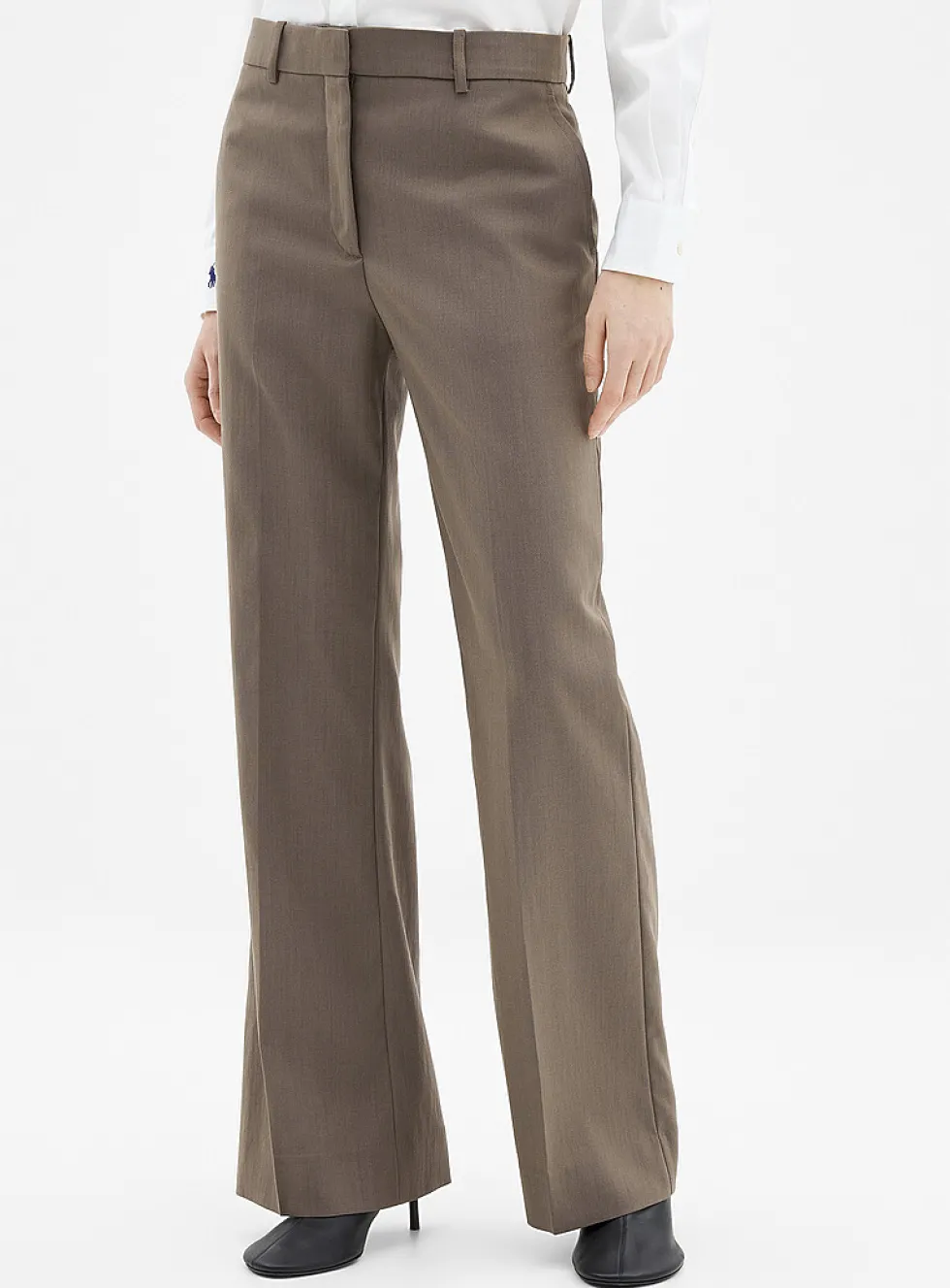 Straight-leg wool blend pant