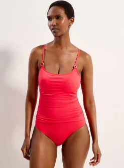 Straight-neck draped one-piece