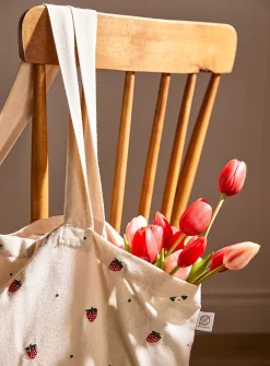 Strawberry and flower shopping bag