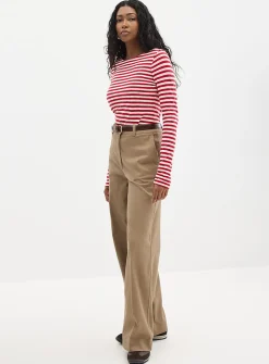 Stretch coffee-brown twill pant