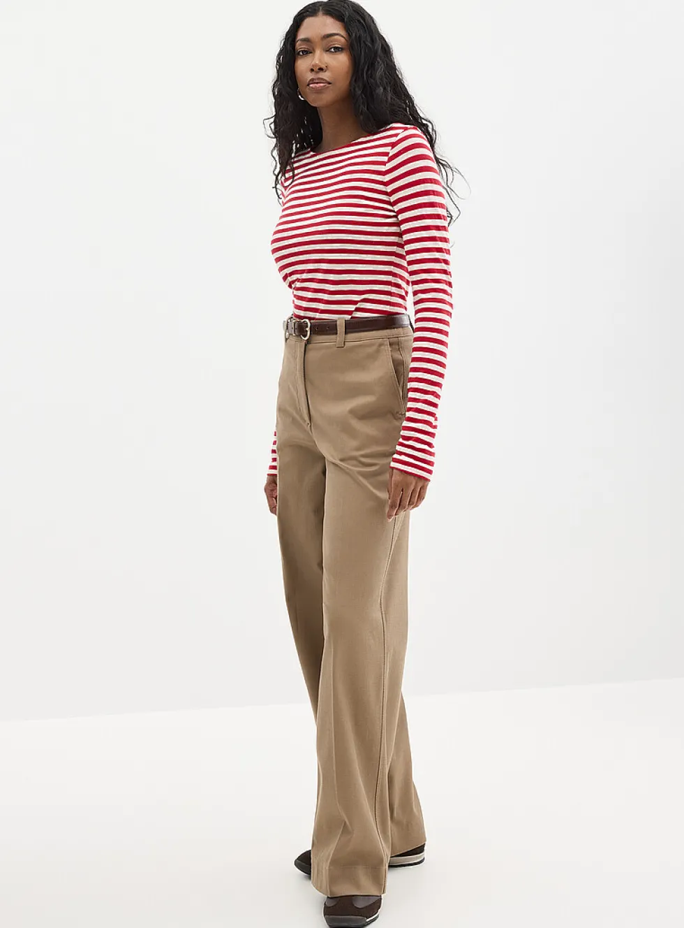 Stretch coffee-brown twill pant