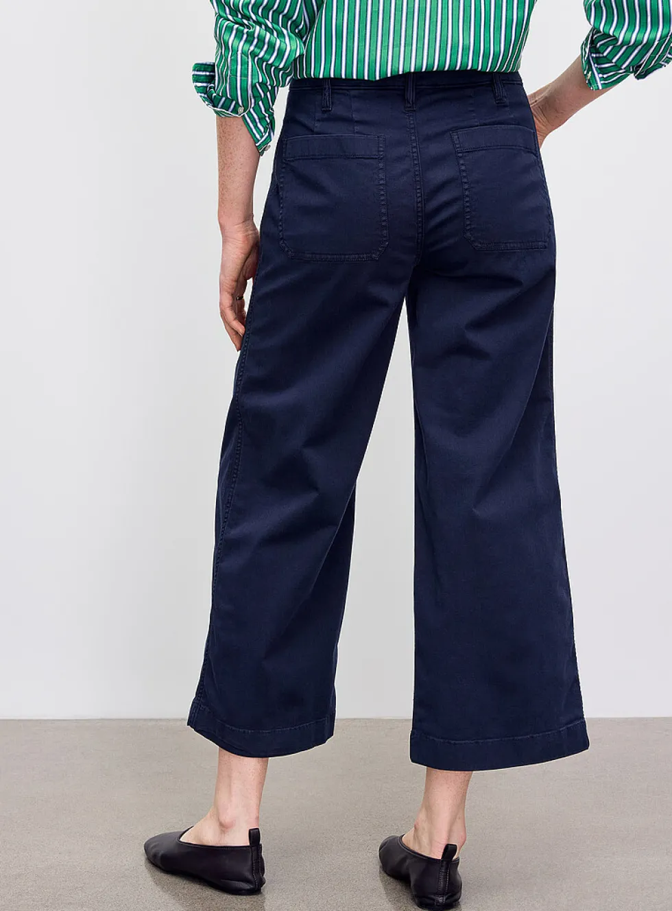 Stretch cotton navy blue chino pant