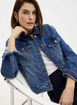 Stretch denim fitted jacket