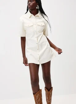 Stretch denim shirtdress
