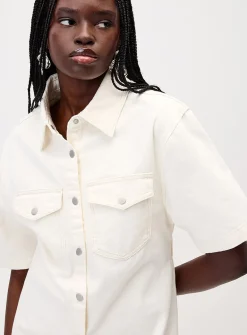 Stretch denim shirtdress