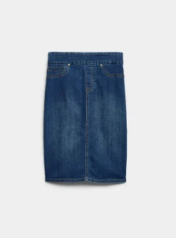 Stretch denim slim-fit skirt
