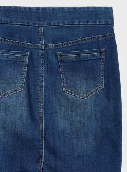 Stretch denim slim-fit skirt
