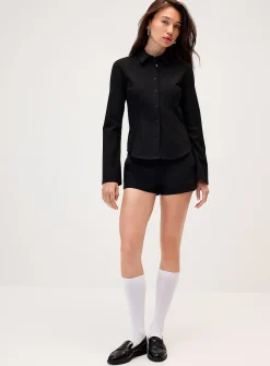 Stretch fitted crepe shirt