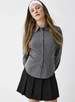Stretch fitted crepe shirt