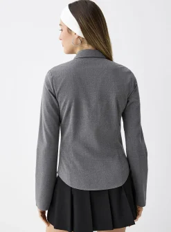Stretch fitted crepe shirt