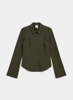 Stretch fitted crepe shirt