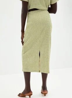 Stretch gingham pencil skirt