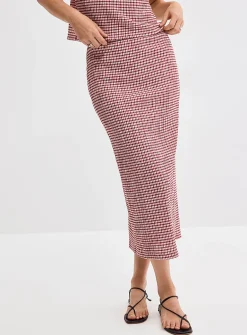 Stretch gingham pencil skirt