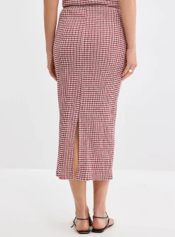 Stretch gingham pencil skirt