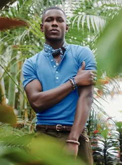 Stretch jersey Henley T-shirt