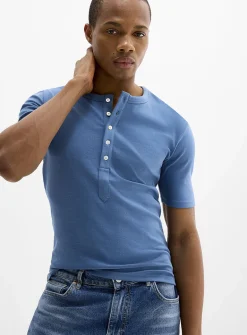 Stretch jersey Henley T-shirt