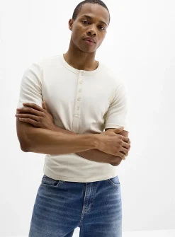 Stretch jersey Henley T-shirt