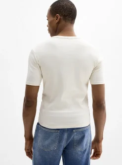 Stretch jersey Henley T-shirt