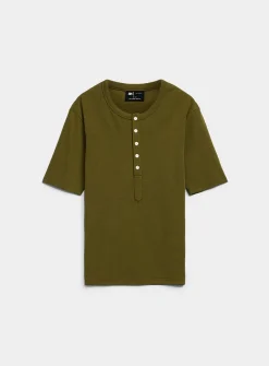Stretch jersey Henley T-shirt