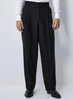 Stretch loose pleated pant