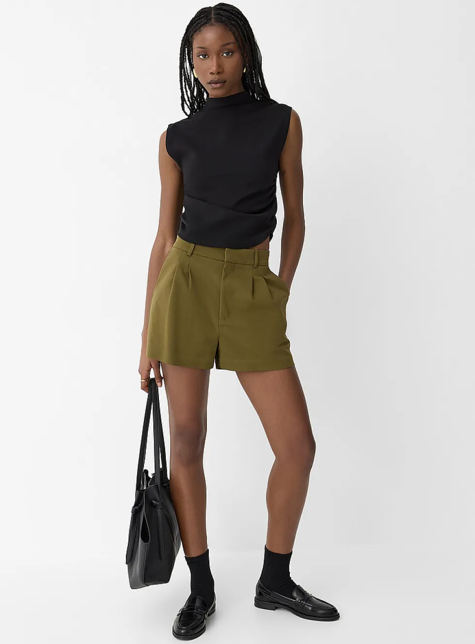 Stretch pleated dress short