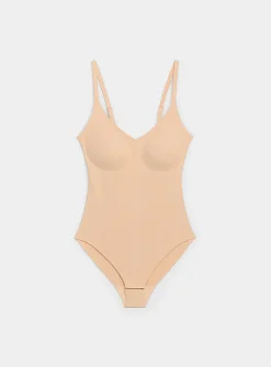 Stretch smoothing V-neck bodysuit