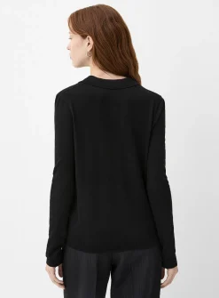 Stretch solid polo sweater