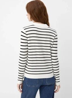 Stretch striped polo sweater