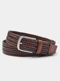 Stretchy woven leather belt