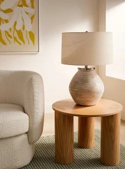 Striated concrete table lamp