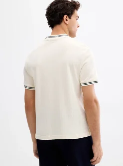 Stripe-accent textured T-shirt