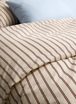 Striped 100% organic cotton percale duvet cover