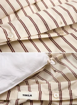 Striped 100% organic cotton percale duvet cover