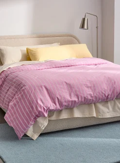 Striped 100% organic cotton percale duvet cover