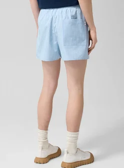 Striped blue poplin short