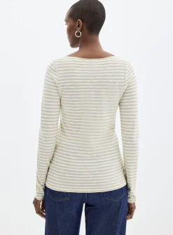 Striped boat neck T-shirt
