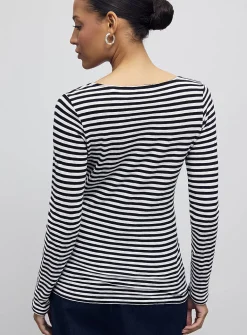 Striped boat neck T-shirt