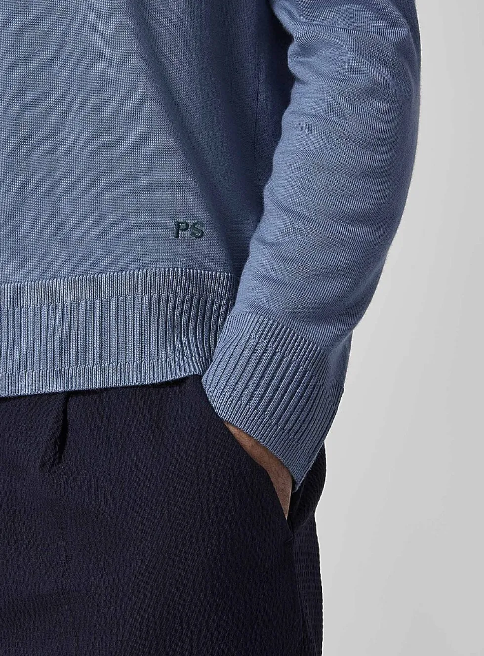 Striped collar merino sweater